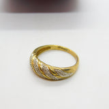9ct Yellow Gold & Diamond Set Swirl Form Band Ring Vintage c1990 Sheffield