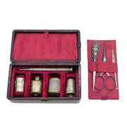 Victorian Boxed Sterling Silver 'Castle Top' Complete Sewing Set Antique c1860s