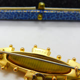 9ct Yellow Gold, Tourmaline & Seed Pearl Etruscan Mourning Brooch Antique 1911 Chester