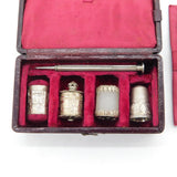 Victorian Boxed Sterling Silver 'Castle Top' Complete Sewing Set Antique c1860s
