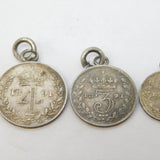 Queen Victoria Silver Maundy Money Complete Set Mounted Antique 1891