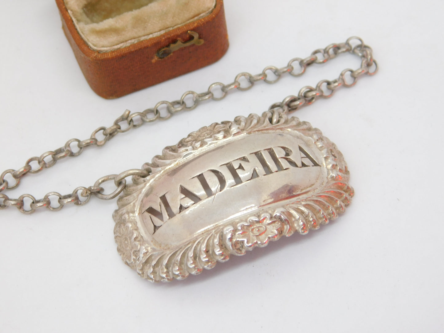 Georgian Sterling Silver Floral Madeira Decanter Label 1781 London Antique