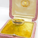 9ct Yellow Gold & Sapphire Set Boat Ring Vintage c1970 Size R 1/2 UK