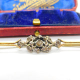 Victorian 9ct Gold Floral Brooch with 0.5ct Rose Cut Diamonds Antique c1860
