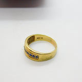 9ct Yellow Gold & Sapphire Set Boat Ring Vintage c1970 Size R 1/2 UK