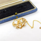 Victorian 15ct Yellow Gold & Seed Pearl Sweetheart Brooch Antique c1880 Art Nouveau