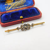 Victorian 9ct Gold Floral Brooch with 0.5ct Rose Cut Diamonds Antique c1860