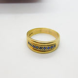 9ct Yellow Gold & Sapphire Set Boat Ring Vintage c1970 Size R 1/2 UK