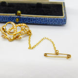 Victorian 15ct Yellow Gold & Seed Pearl Sweetheart Brooch Antique c1880 Art Nouveau