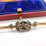 Victorian 9ct Gold Floral Brooch with 0.5ct Rose Cut Diamonds Antique c1860