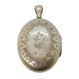 Sterling Silver Floral Pattern Sweetheart Locket Pendant Antique 1940 Chester