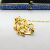 Victorian 15ct Yellow Gold & Seed Pearl Sweetheart Brooch Antique c1880 Art Nouveau