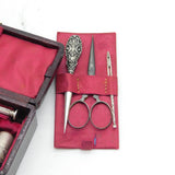 Victorian Boxed Sterling Silver 'Castle Top' Complete Sewing Set Antique c1860s