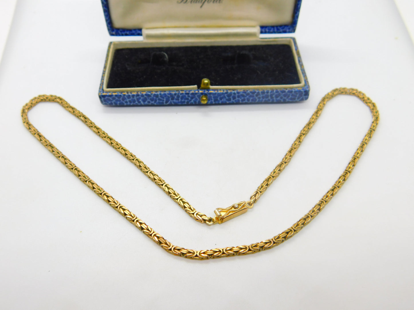 9ct Yellow Gold Byzantine Link Chain Necklace Vintage 1958 Birmingham 16" Length