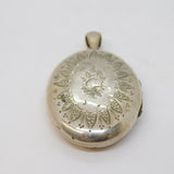Sterling Silver Floral Pattern Sweetheart Locket Pendant Antique 1940 Chester