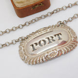 Georgian Sterling Silver Floral Port Decanter Label Antique 1798 London
