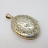 Sterling Silver Floral Pattern Sweetheart Locket Pendant Antique 1940 Chester