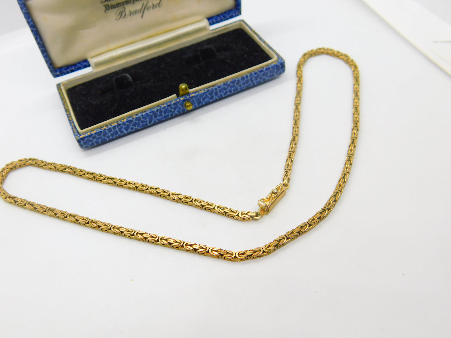 9ct Yellow Gold Byzantine Link Chain Necklace Vintage 1958 Birmingham 16" Length