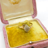 9ct Yellow Gold & Diamond Set Floral Clsuter Ring Vintage c1970 Sheffield