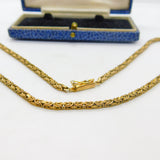 9ct Yellow Gold Byzantine Link Chain Necklace Vintage 1958 Birmingham 16" Length