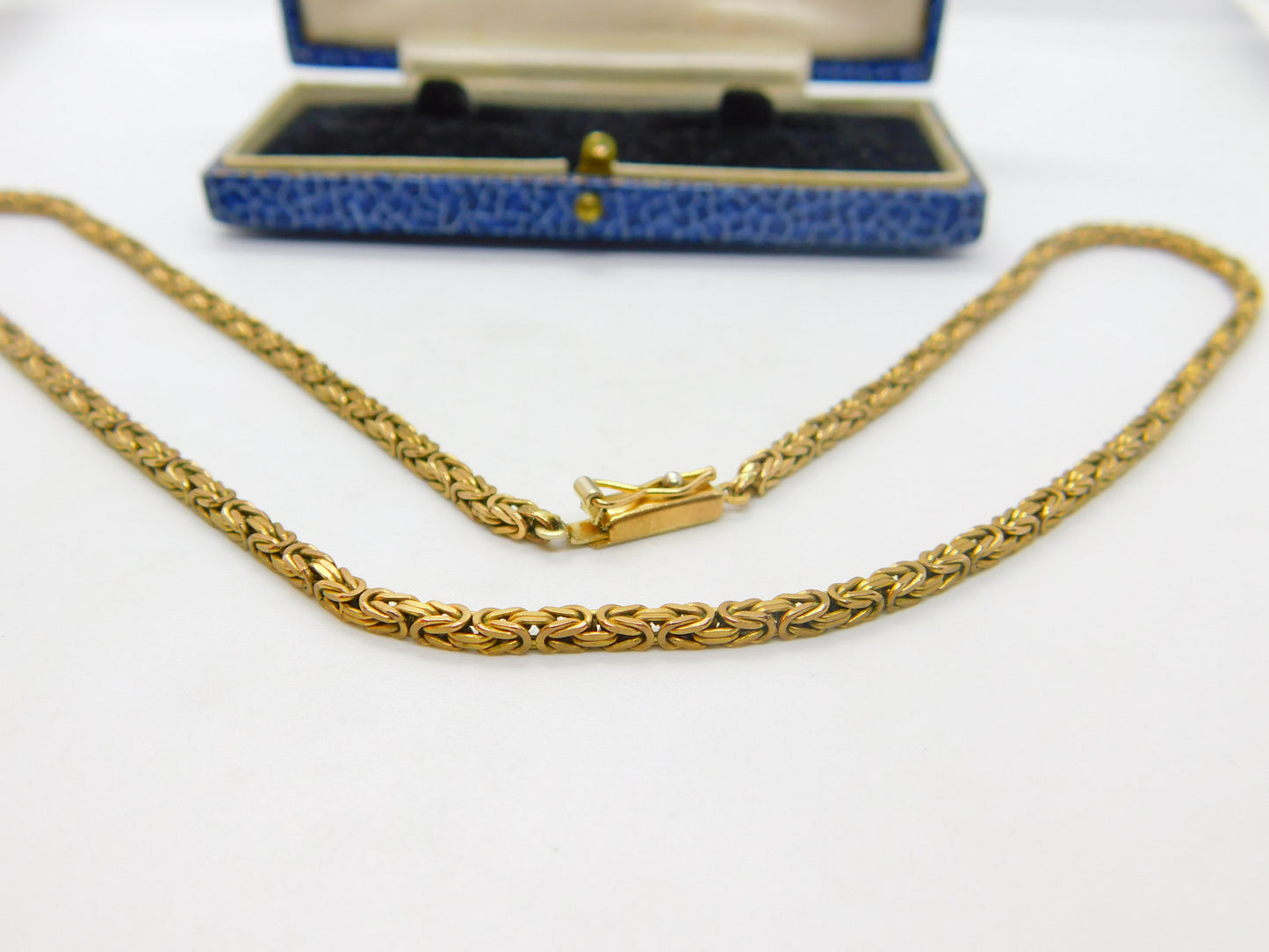 9ct Yellow Gold Byzantine Link Chain Necklace Vintage 1958 Birmingham 16" Length