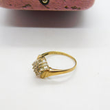 9ct Yellow Gold & Diamond Set Floral Clsuter Ring Vintage c1970 Sheffield