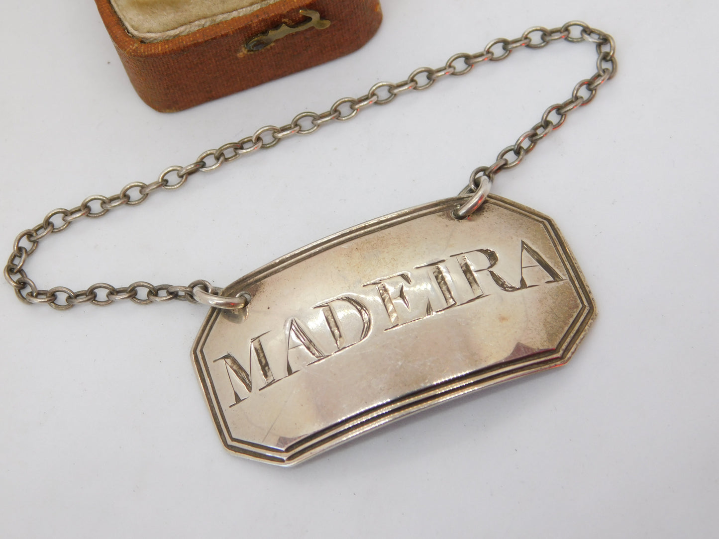 Georgian Sterling Silver Bright Cut Madeira Decanter Label 1790 London Antique