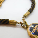 Victorian Woven Hair Pinchbeck Mourning Necklace with 9ct Enamel Memory Locket