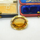 14ct Yellow Gold & Faceted Citrine Brooch Antique c1880 Victorian