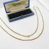 9ct Yellow Gold Essential Box Chain Necklace 24" Length Vintage 1984 London
