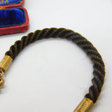 Victorian Woven Hair Pinchbeck Mourning Necklace with 9ct Enamel Memory Locket