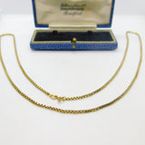 9ct Yellow Gold Essential Box Chain Necklace 24" Length Vintage 1984 London