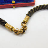 Victorian Woven Hair Pinchbeck Mourning Necklace with 9ct Enamel Memory Locket