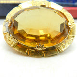 14ct Yellow Gold & Faceted Citrine Brooch Antique c1880 Victorian