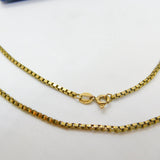 9ct Yellow Gold Essential Box Chain Necklace 24" Length Vintage 1984 London
