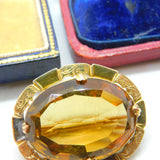 14ct Yellow Gold & Faceted Citrine Brooch Antique c1880 Victorian
