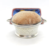 Sterling Silver Woven Bucket Pin Cushion 1911 Birmingham Levi & Salaman