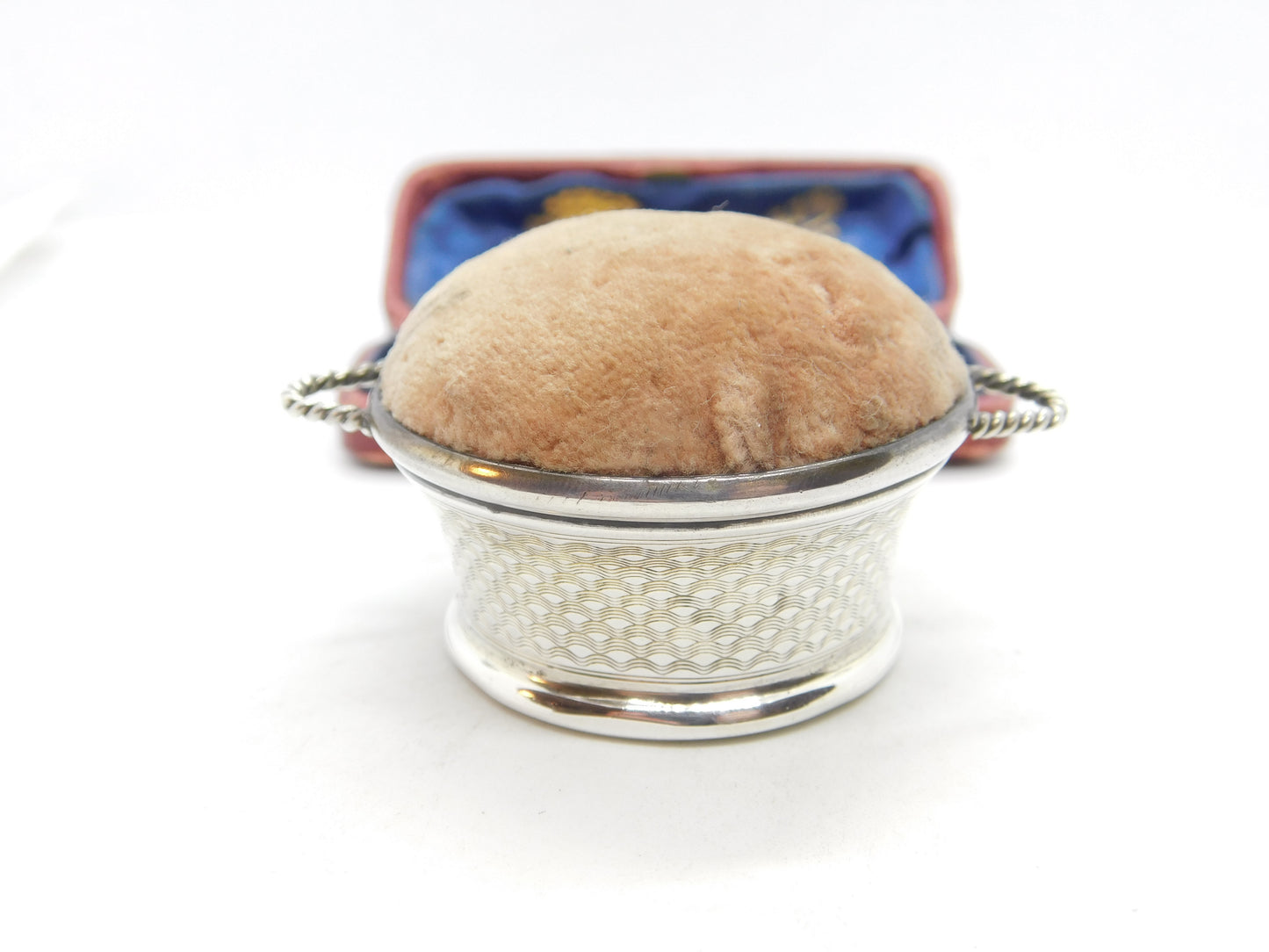 Sterling Silver Woven Bucket Pin Cushion 1911 Birmingham Levi & Salaman