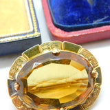 14ct Yellow Gold & Faceted Citrine Brooch Antique c1880 Victorian