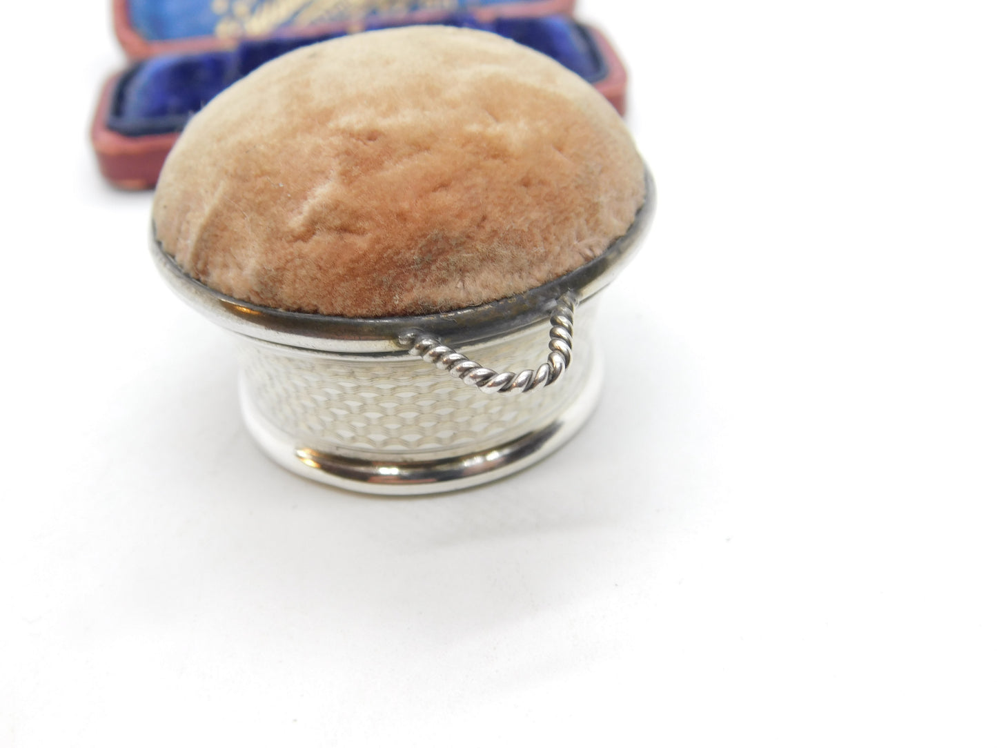 Sterling Silver Woven Bucket Pin Cushion 1911 Birmingham Levi & Salaman