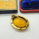 14ct Yellow Gold & Faceted Citrine Brooch Antique c1880 Victorian