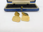 9ct Yellow Gold Gents Engine Turned Cufflinks Antique 1941 Birmingham Art Deco