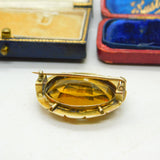 14ct Yellow Gold & Faceted Citrine Brooch Antique c1880 Victorian