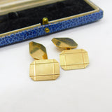 9ct Yellow Gold Gents Engine Turned Cufflinks Antique 1941 Birmingham Art Deco