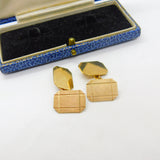 9ct Yellow Gold Gents Engine Turned Cufflinks Antique 1941 Birmingham Art Deco