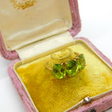 10ct Yellow Gold & Three Stone Peridot Band Ring Vintage c1990