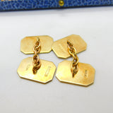 9ct Yellow Gold Gents Engine Turned Cufflinks Antique 1941 Birmingham Art Deco