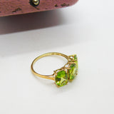 10ct Yellow Gold & Three Stone Peridot Band Ring Vintage c1990