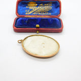 Victorian 9ct Rose Gold Mounted Painted Porcelain Portrait Pendant Antique c1880