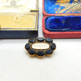 Georgian 9ct Rose Gold & Black Glass Mourning Brooch Antique c1820